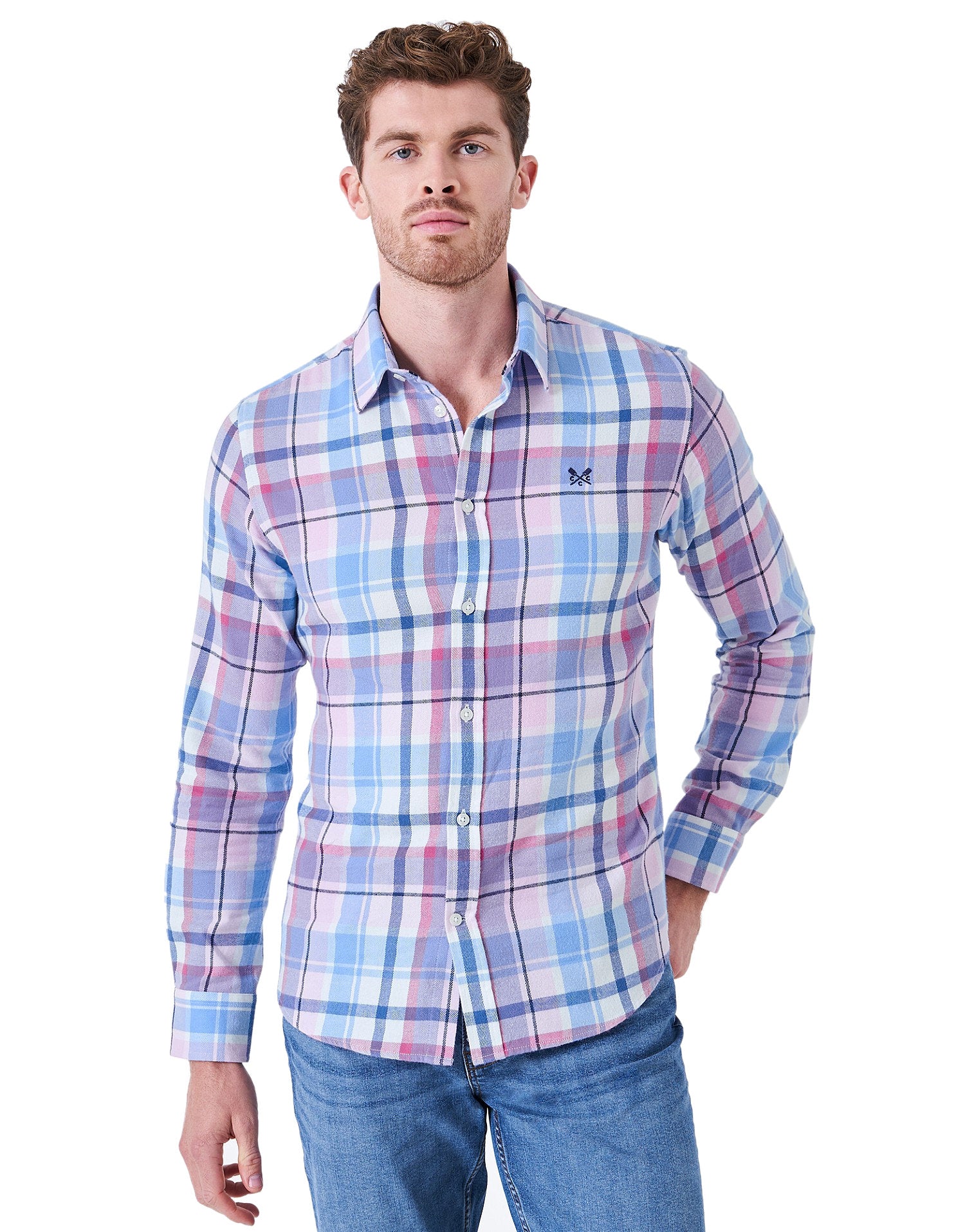 Crew Clothing Mens Brushed Flannel Oversized Check Shirt