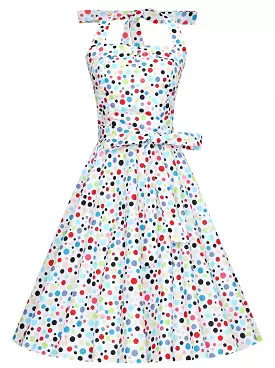 Dolly And Dotty 1950's Rockabilly White Halter Neck Dress