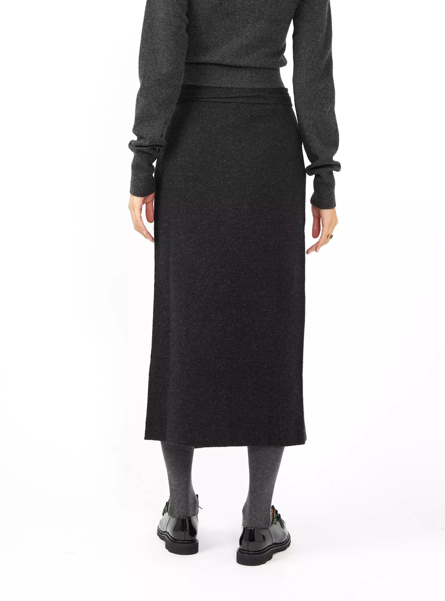 Double Knit Apron Skirt Black Melange