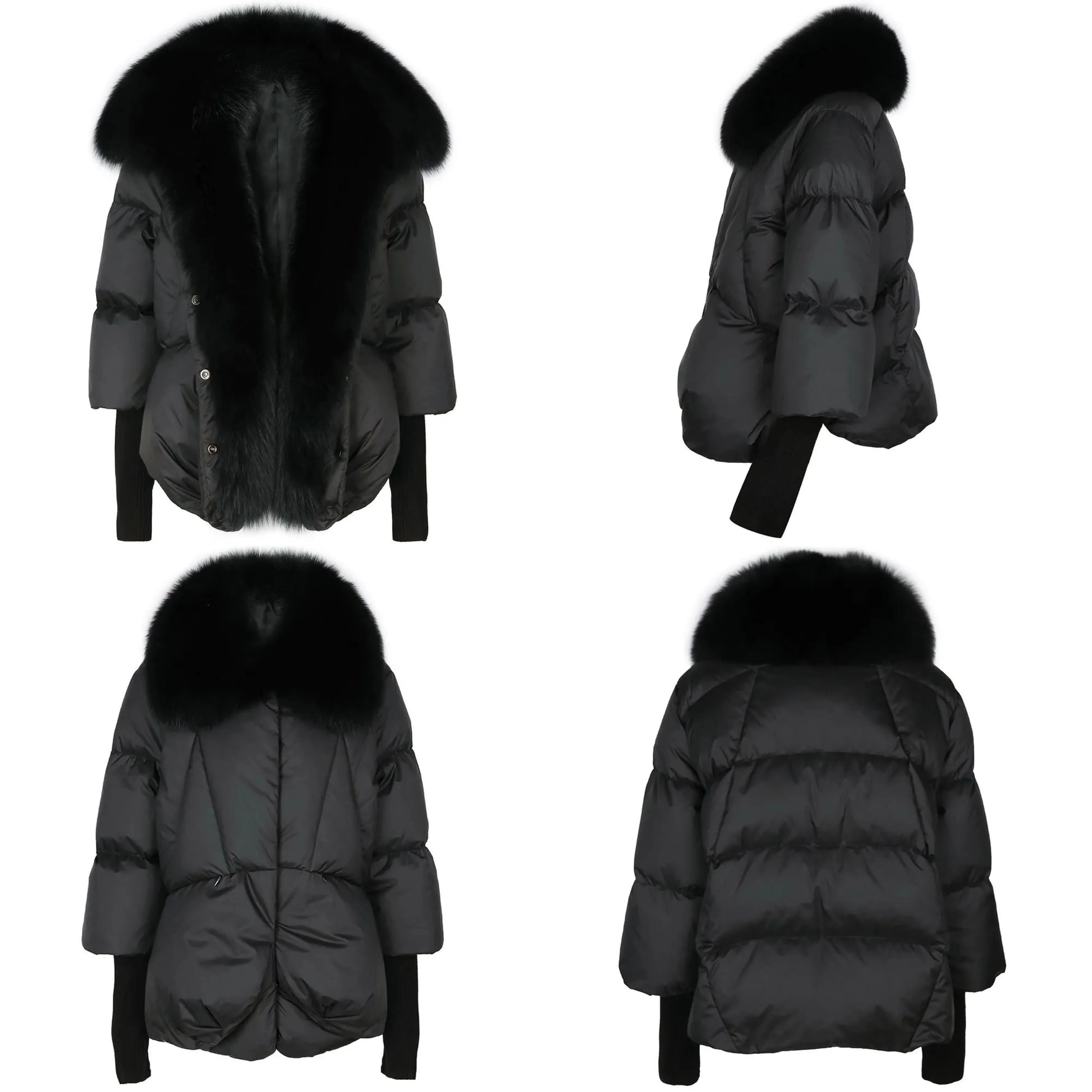 Down Puffer Jacket with Fur Collar