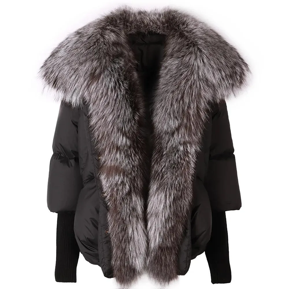 Down Puffer Jacket with Fur Collar