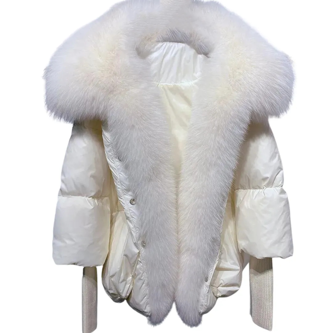 Down Puffer Jacket with Fur Collar