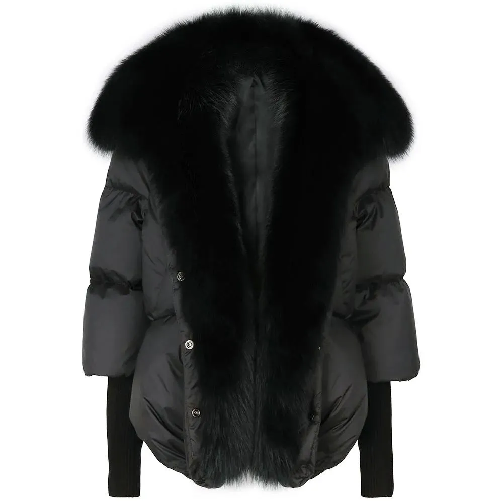 Down Puffer Jacket with Fur Collar