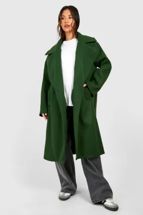 Dropped Shoulder Oversized Midi Wool Look Coat