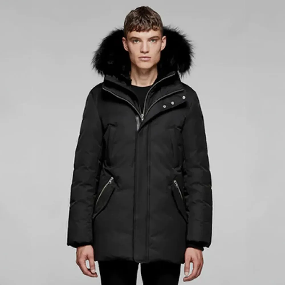 Edward-b Hip Length Down Winter Parka With Fur Black