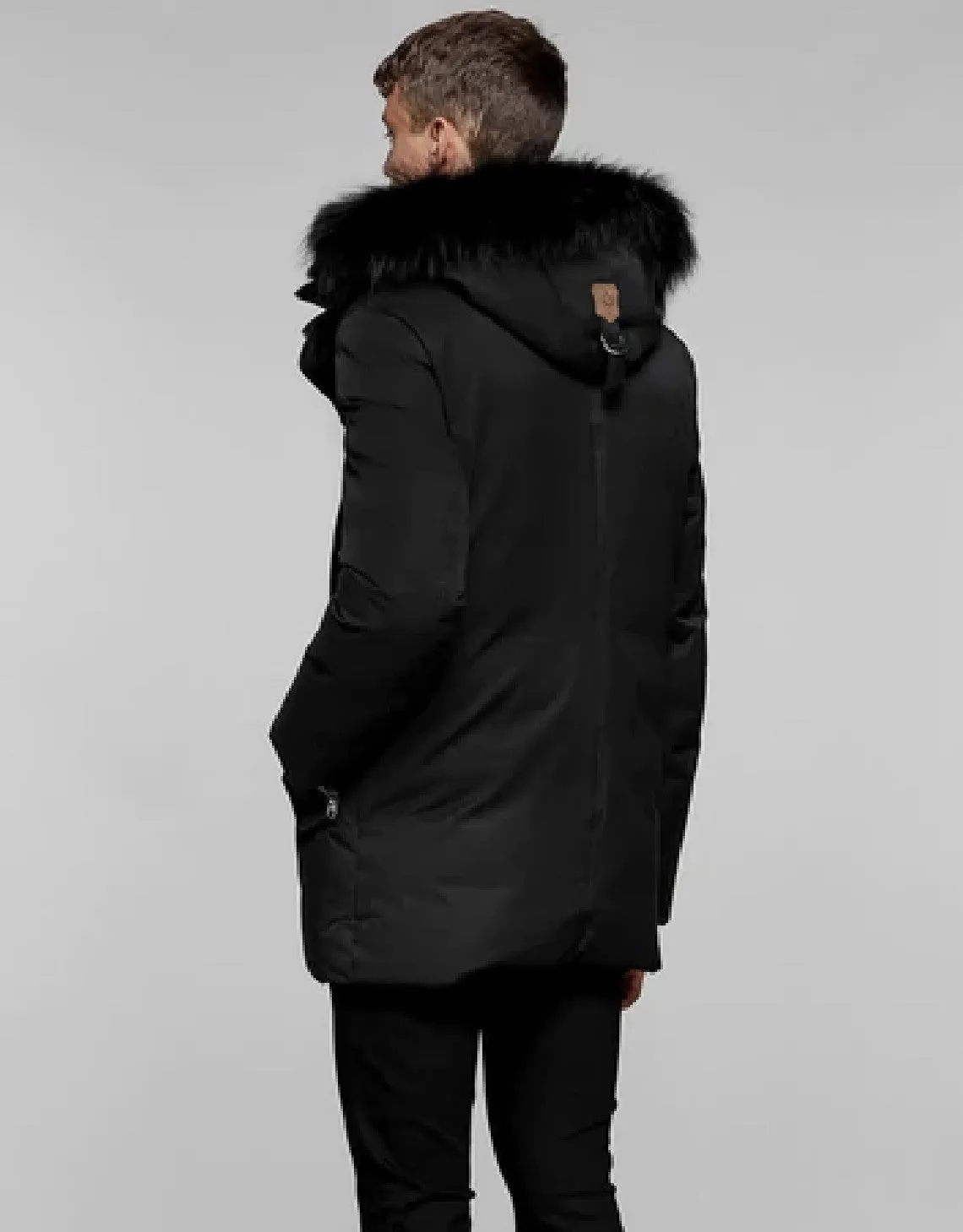 Edward-b Hip Length Down Winter Parka With Fur Black