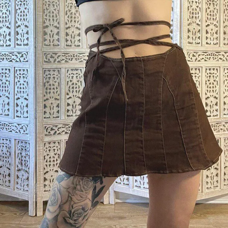 Fairy Grunge Lace Up Mini Skort