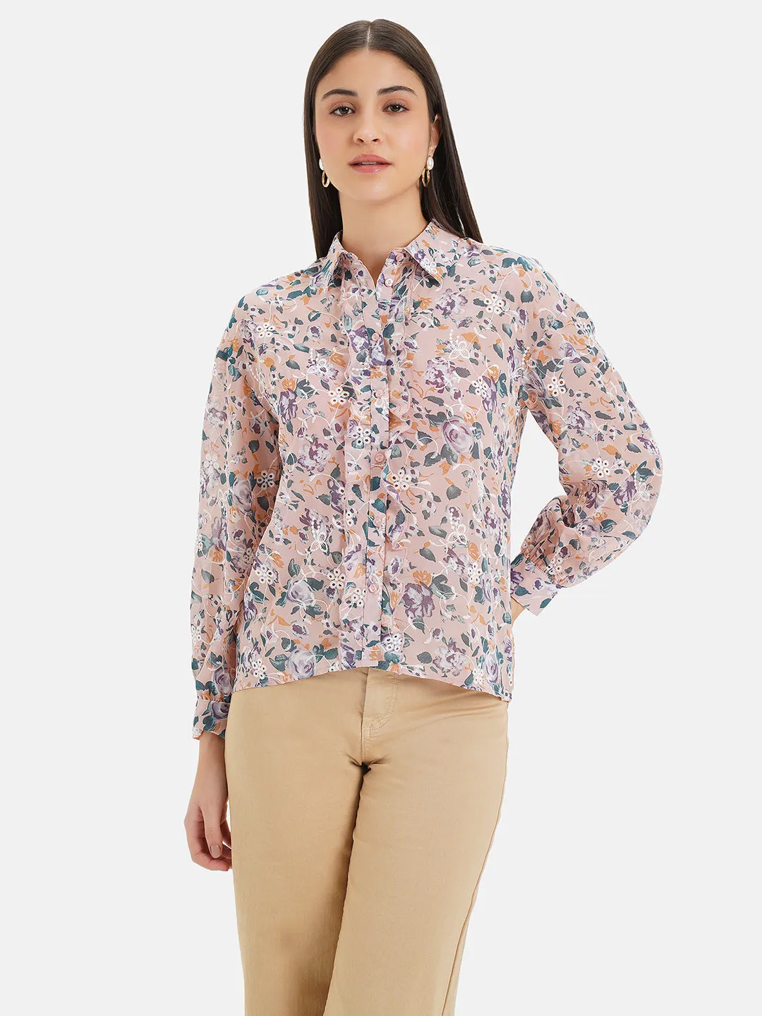 Frill Detailed Embroidered Shirt