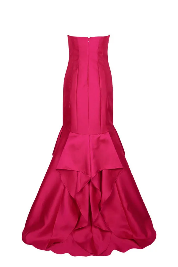 Fuschia strapless gown