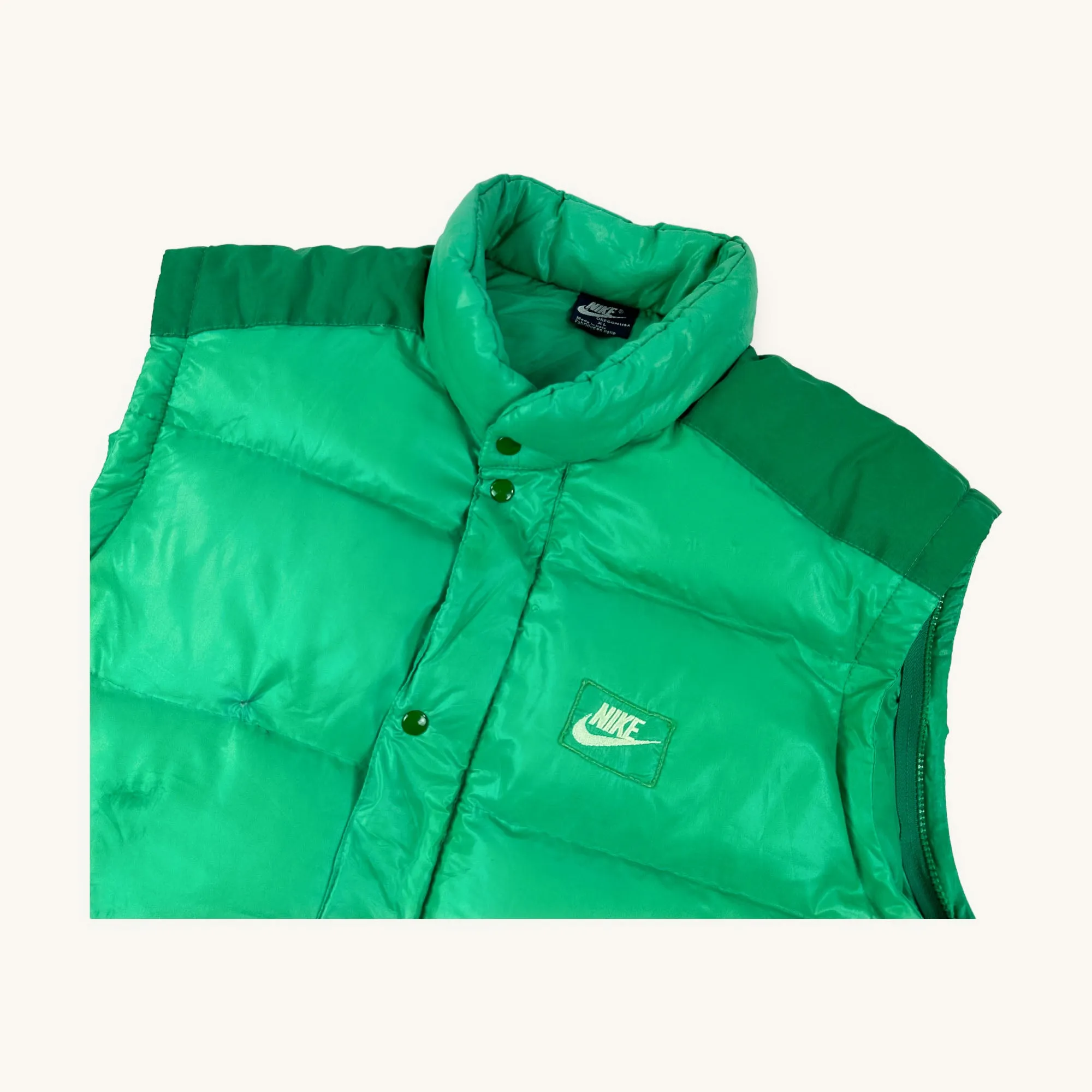 Green 80s NIKE Puffer Jacket Coat Gilet (XL)