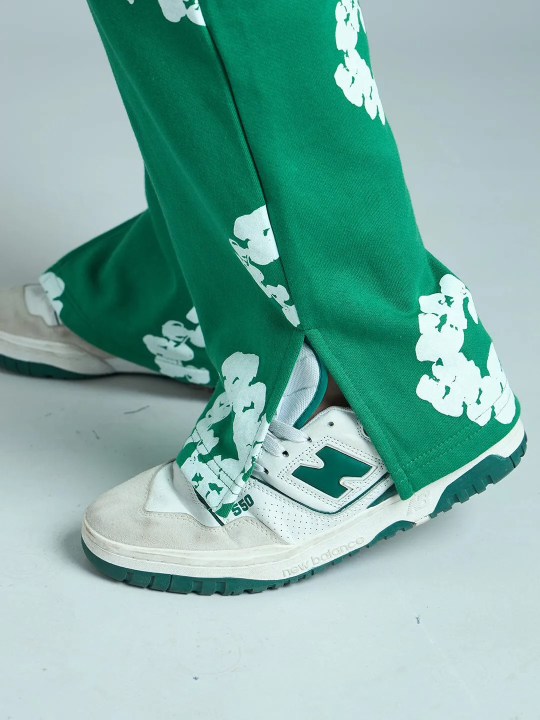 Green Floral Boot Cut Trackpants