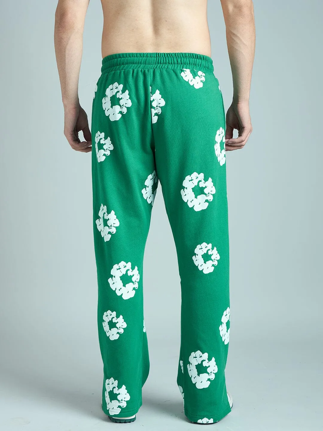 Green Floral Boot Cut Trackpants