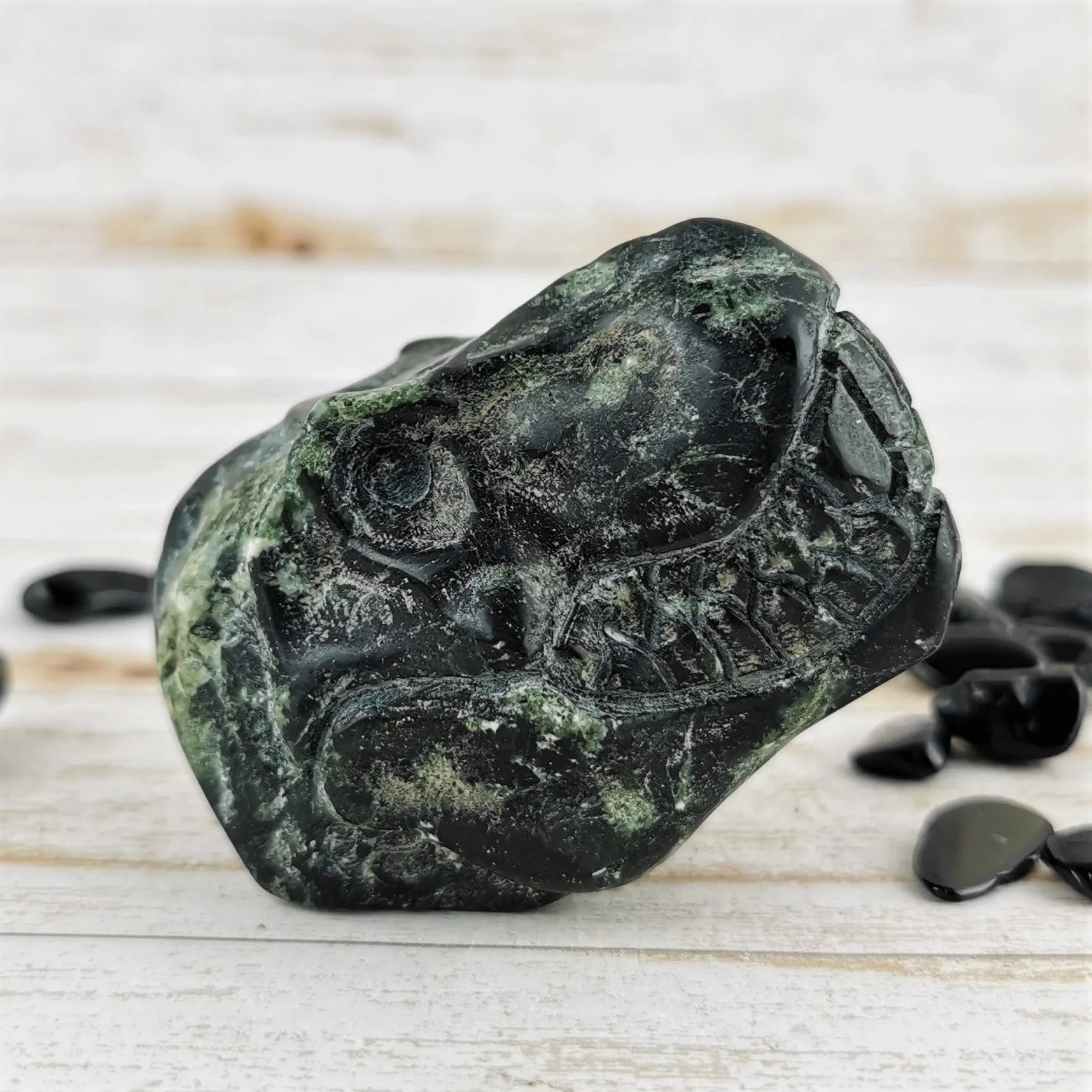 Green Jasper Dinosaur Heads