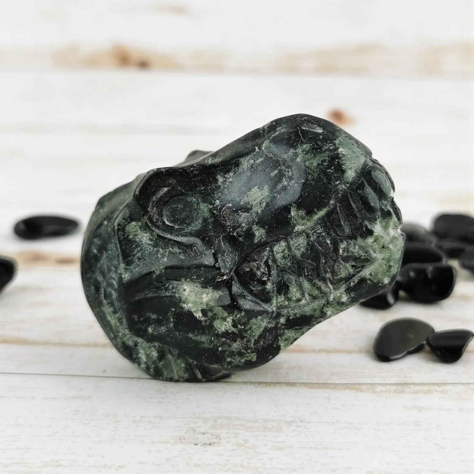 Green Jasper Dinosaur Heads