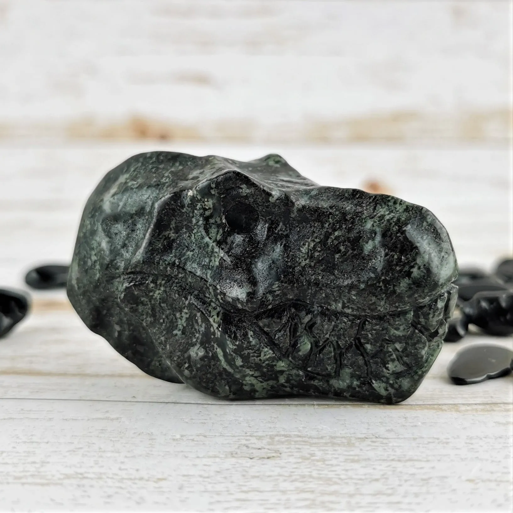 Green Jasper Dinosaur Heads