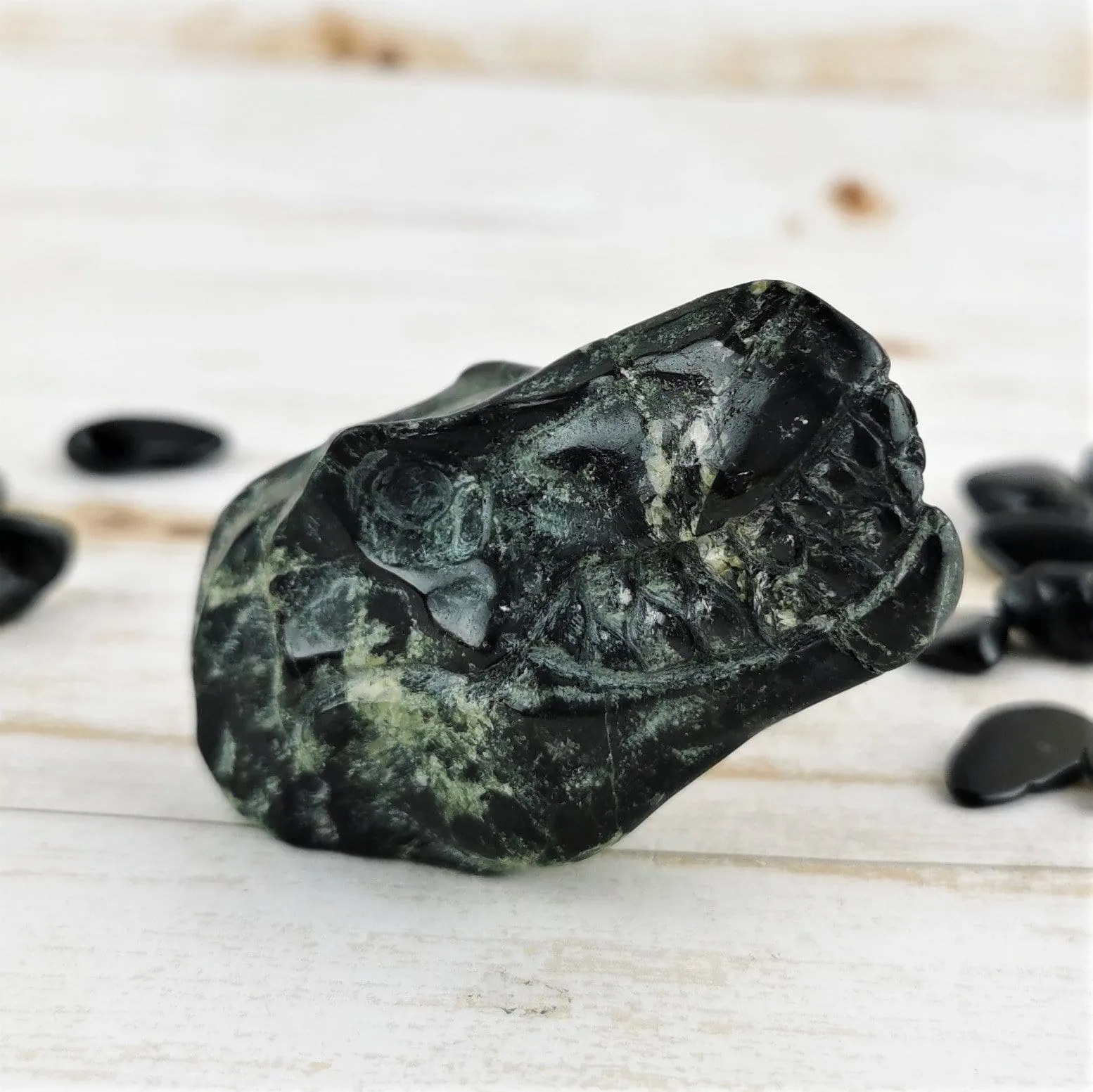 Green Jasper Dinosaur Heads