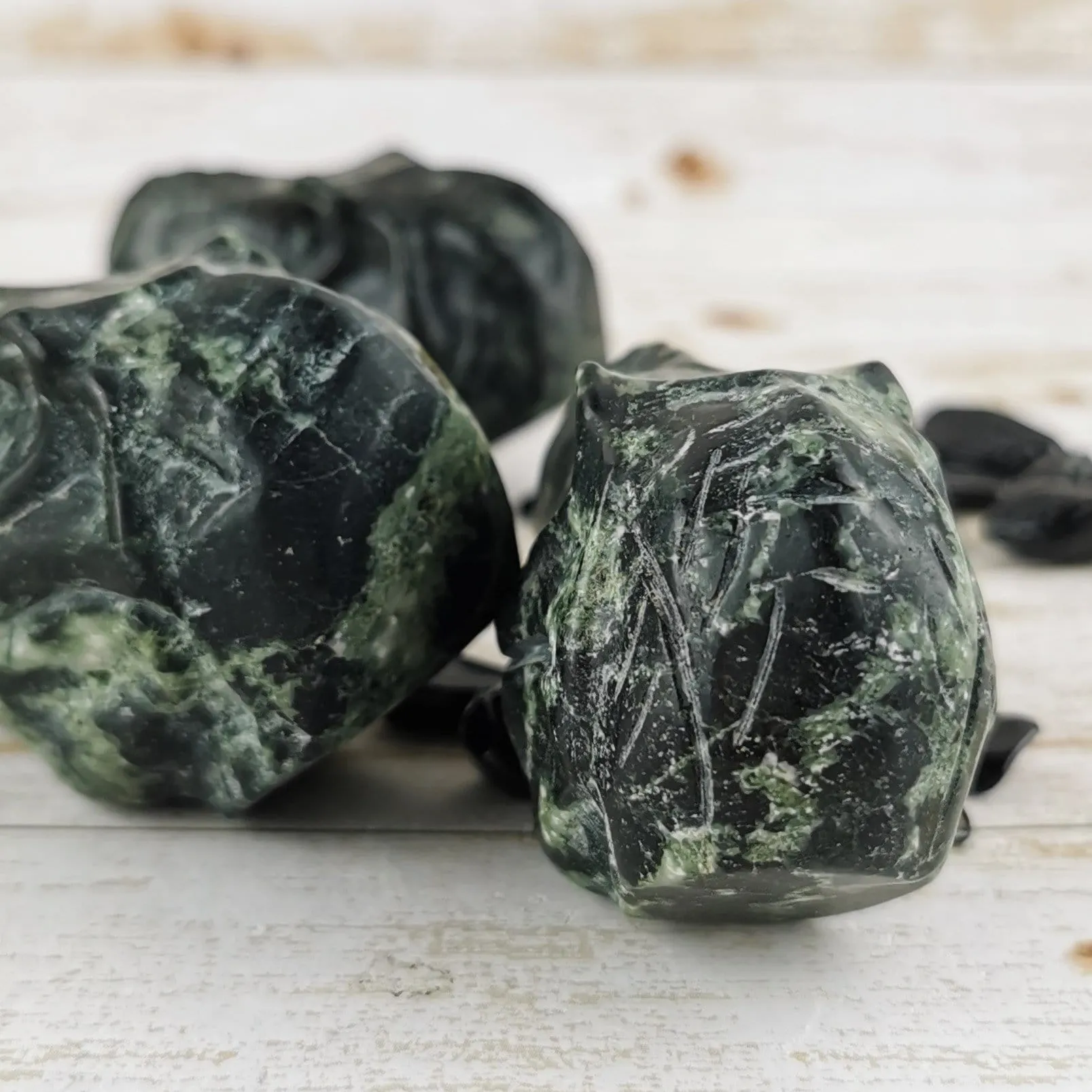 Green Jasper Dinosaur Heads