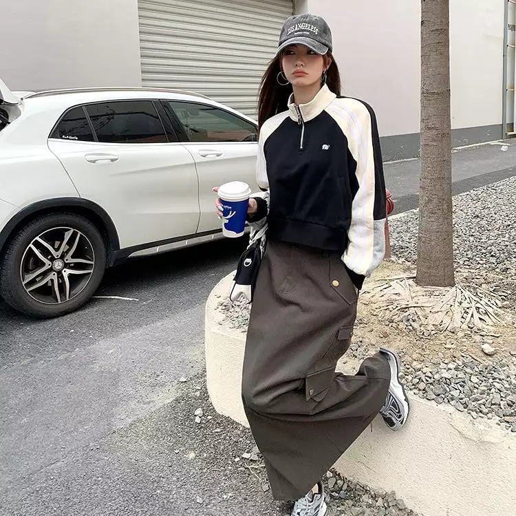 Grey Denim Long Skirt