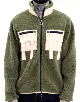 Hideout Windproof Sherpa Fleece Jacket (River Moss)