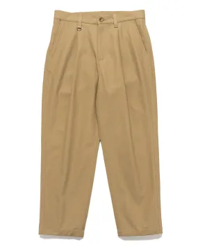 High Twisted Washer Cotton Serge Wide Tapered Pants Beige