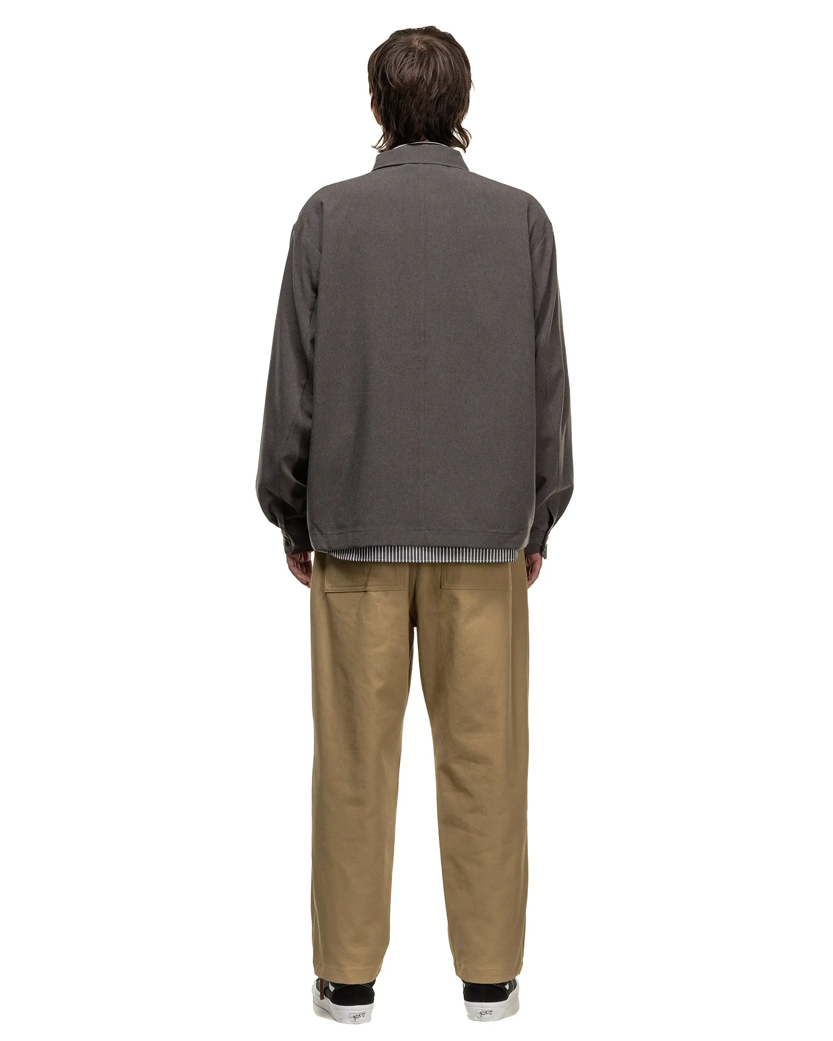 High Twisted Washer Cotton Serge Wide Tapered Pants Beige