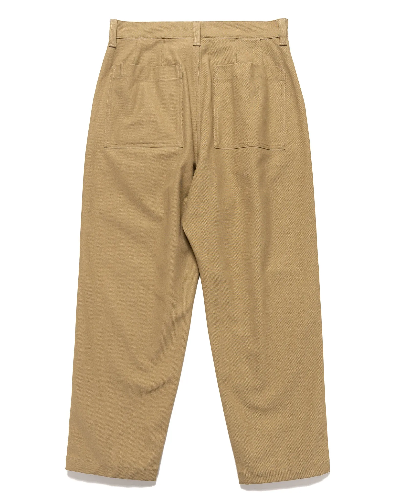 High Twisted Washer Cotton Serge Wide Tapered Pants Beige