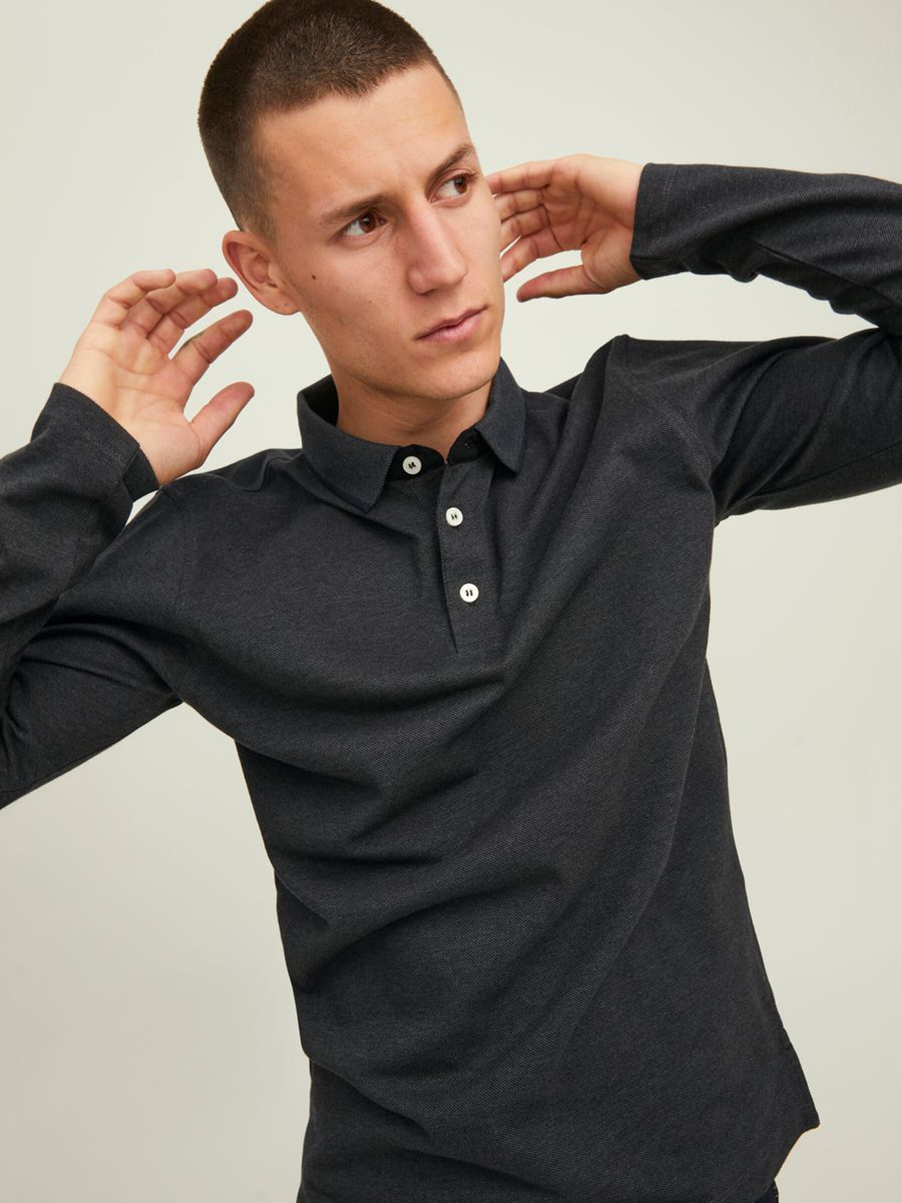 Jack & Jones Mens 'JJE Paulos' Pique Polo Shirt Long Sleeve