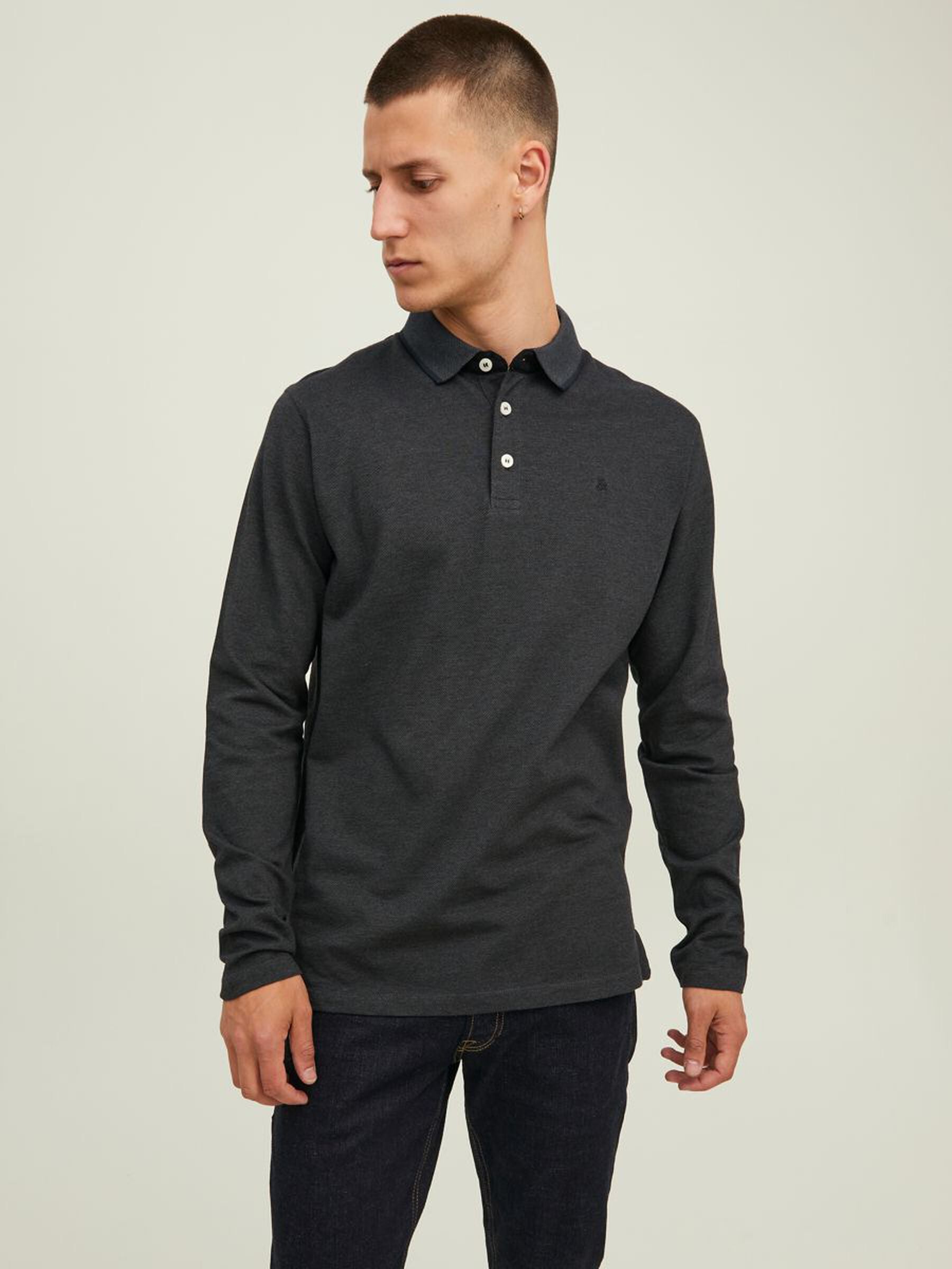 Jack & Jones Mens 'JJE Paulos' Pique Polo Shirt Long Sleeve