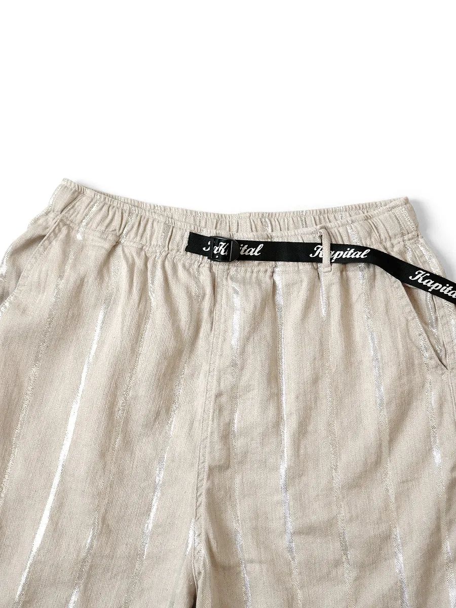 Kapital Linen Glitter Phillies Stripe Easy Shorts Pants