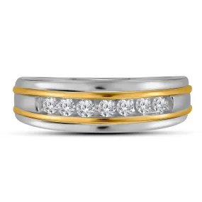 Keene Jewelers 10kt White Gold Mens Round Diamond Wedding Single Row Band Ring 1/4 Cttw