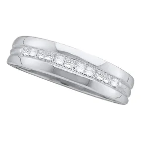 Keene Jewelers 14kt White Gold Mens Princess Diamond Wedding Band Ring 1 Cttw