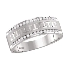 Keene Jewelers 14kt White Gold Mens Round Diamond Wedding Band Ring 1/3 Cttw