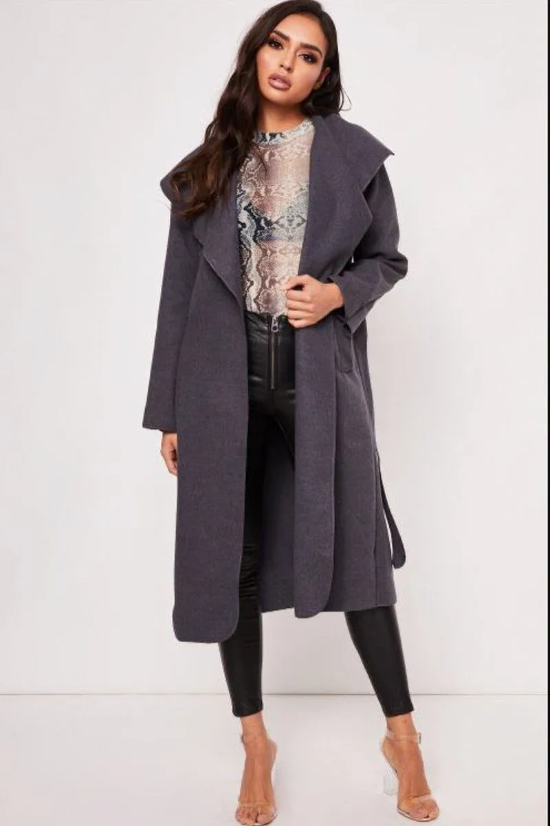 Kimmy Grey Duster Waterfall Coat