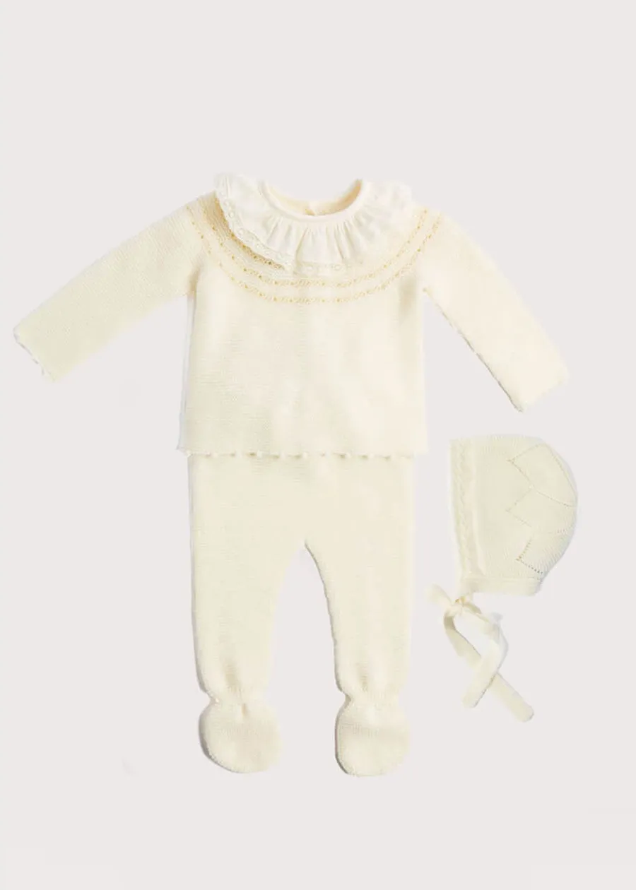 Knitted Celebration Set in Off-White (0-12mths)