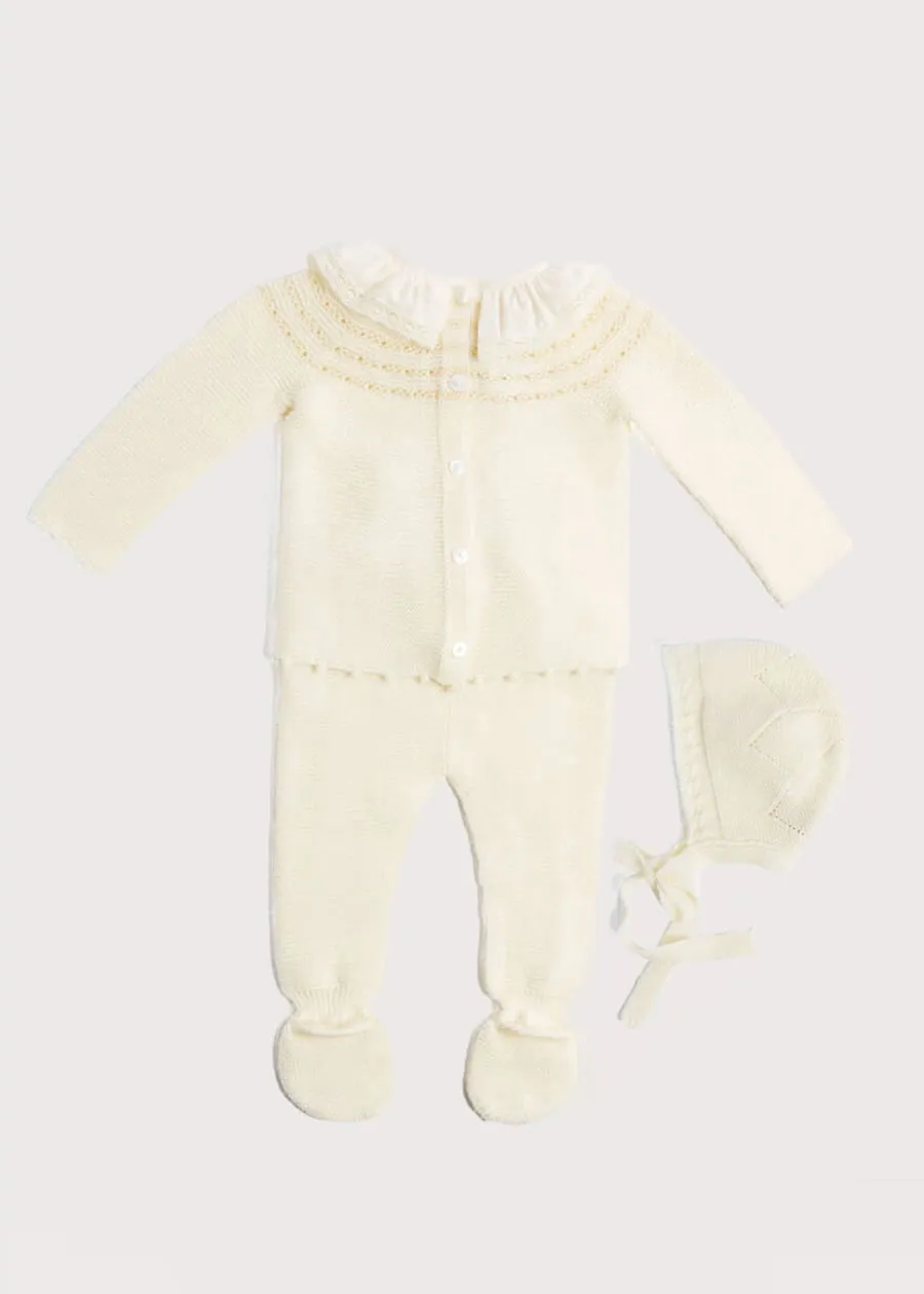 Knitted Celebration Set in Off-White (0-12mths)