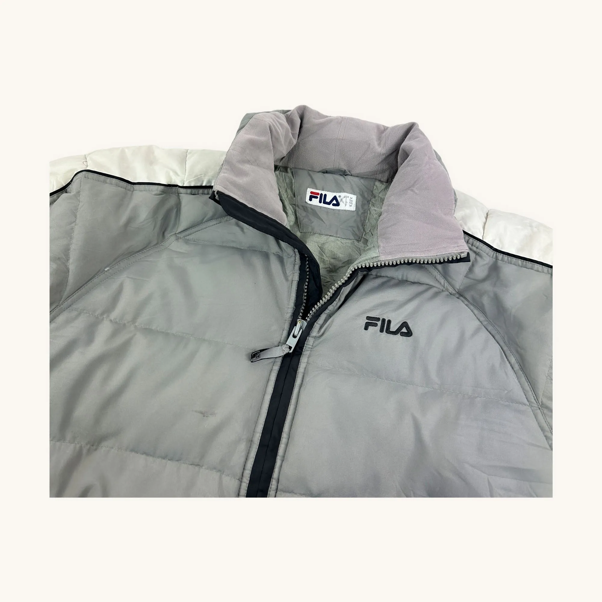 Light Grey 90s FILA Puffer Jacket Coat (M/L)