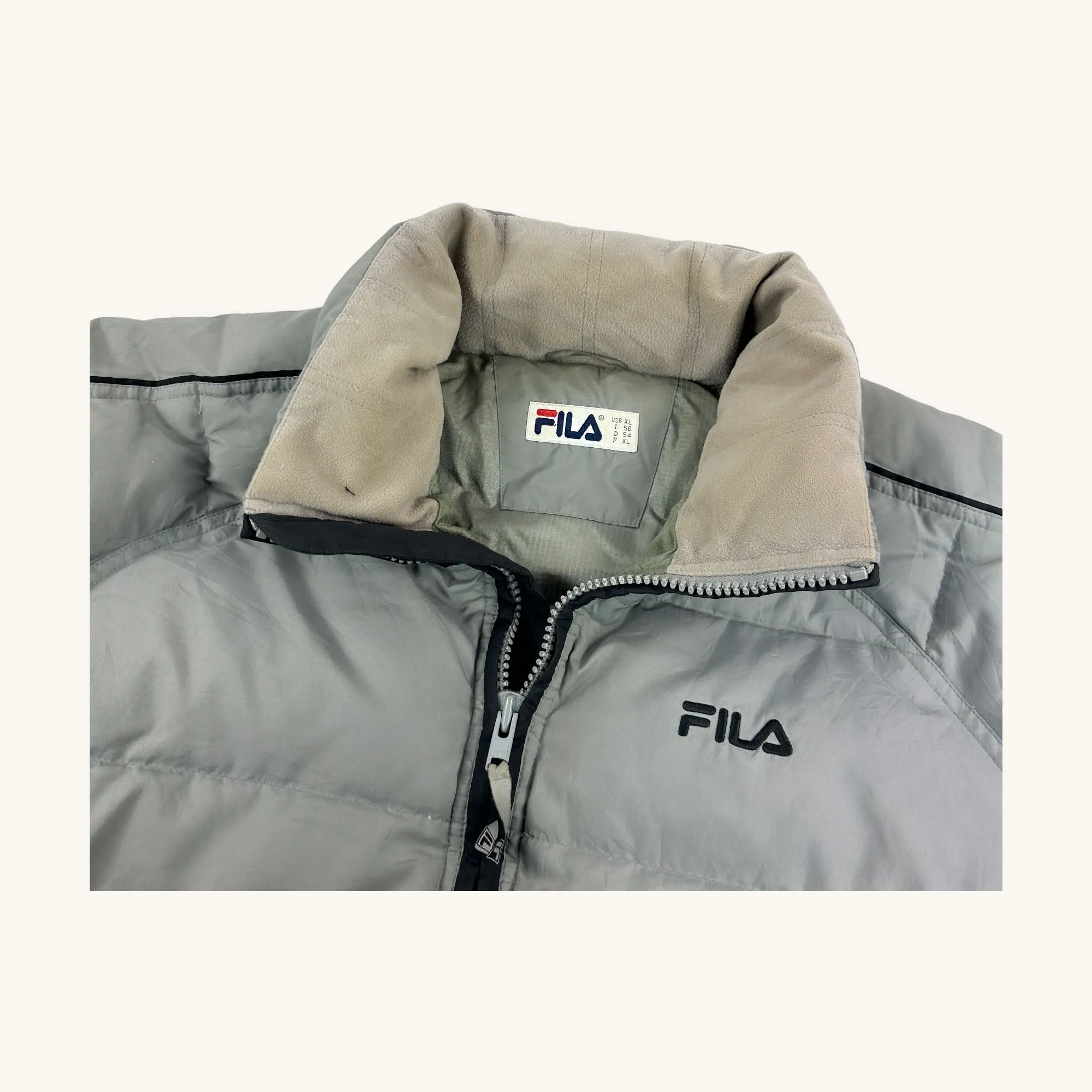 Light Grey 90s FILA Puffer Jacket Coat (XL)