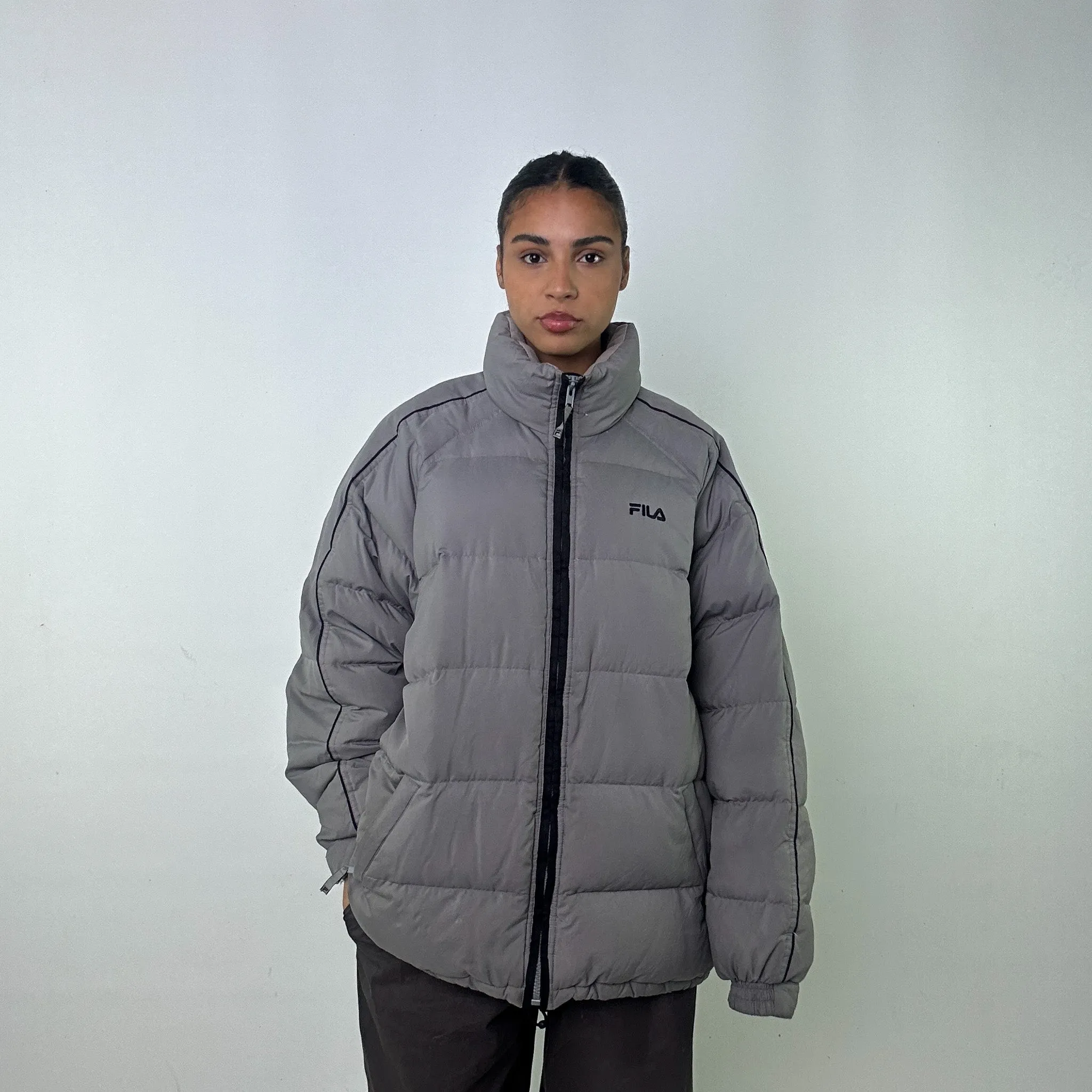 Light Grey 90s FILA Puffer Jacket Coat (XL)