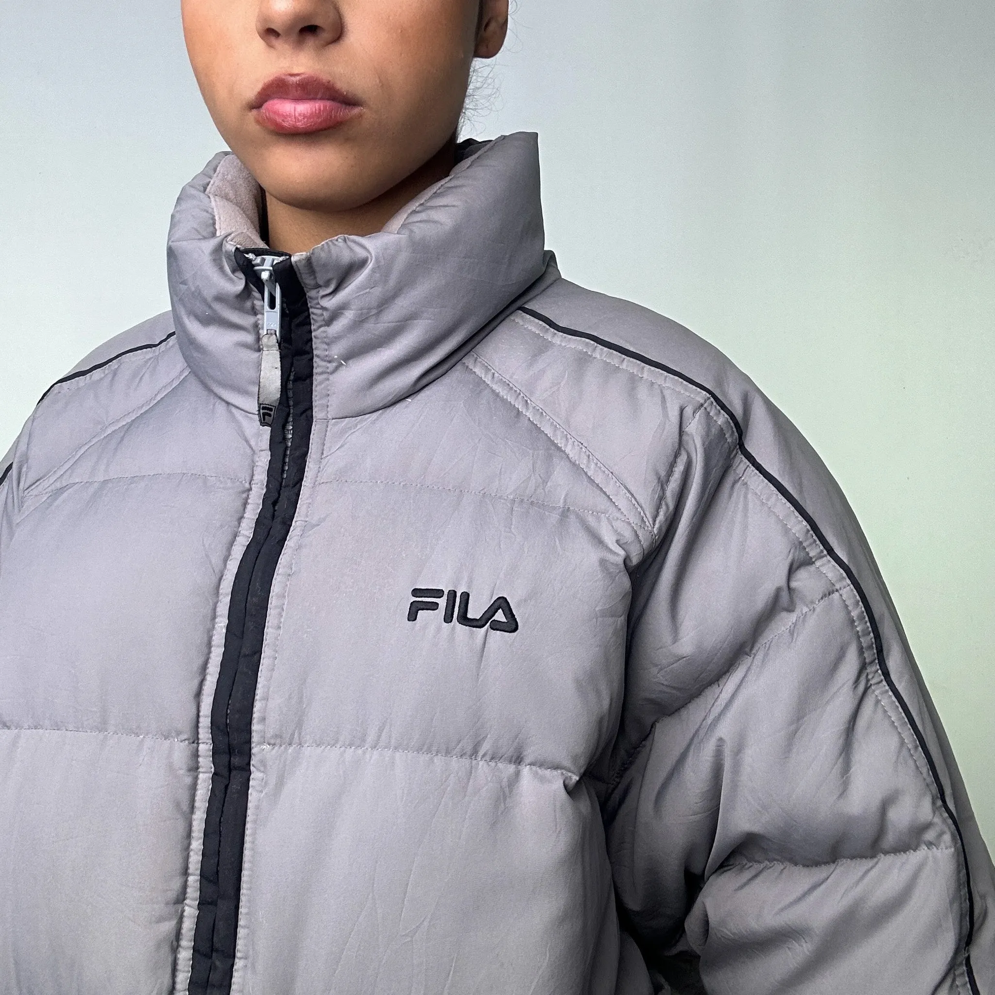 Light Grey 90s FILA Puffer Jacket Coat (XL)