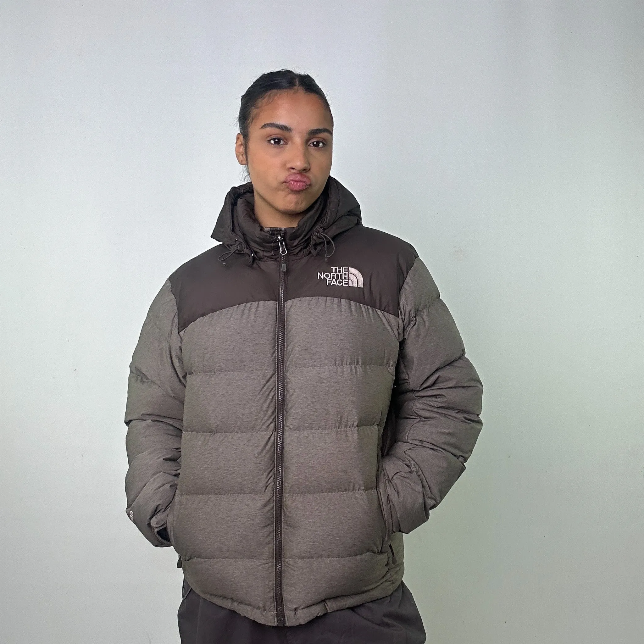 Light Grey 90s The North Face Puffer Jacket Coat (S)