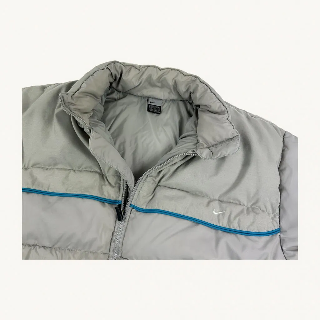 Light Grey y2ks NIKE Puffer Jacket Coat (XXL)