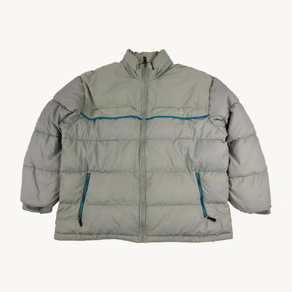 Light Grey y2ks NIKE Puffer Jacket Coat (XXL)