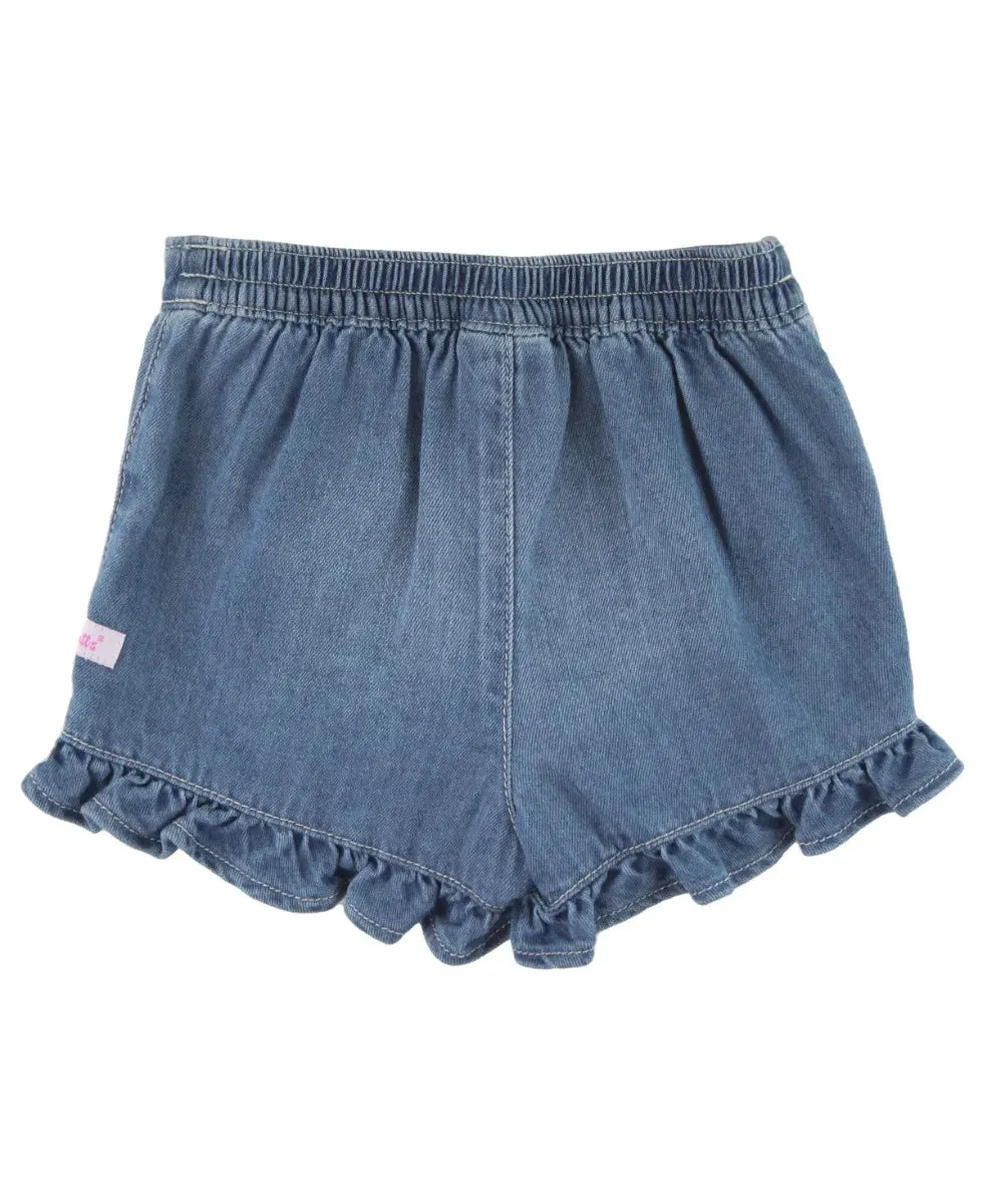 Light Wash Denim Ruffled Skort