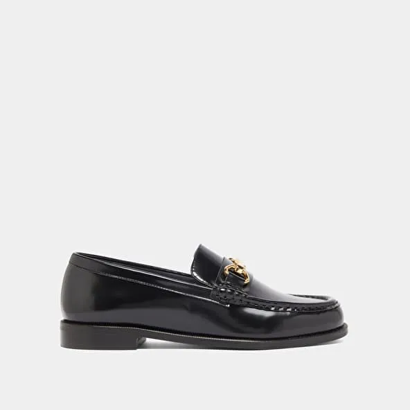 Loafers with gold bits in black leather