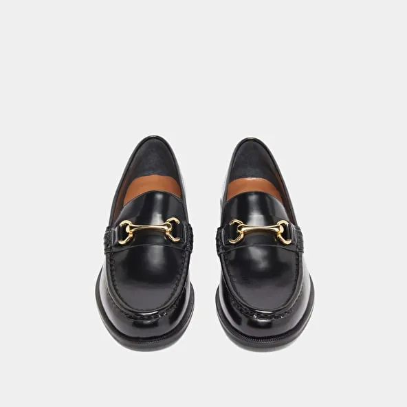 Loafers with gold bits in black leather