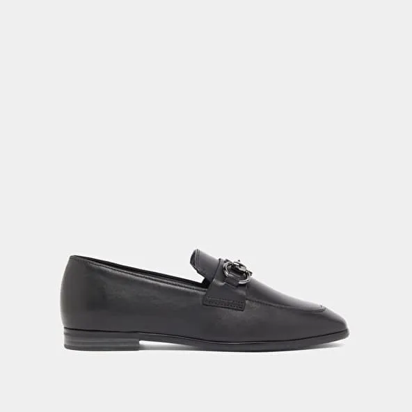 Loafers with square bits and boxes in black leather