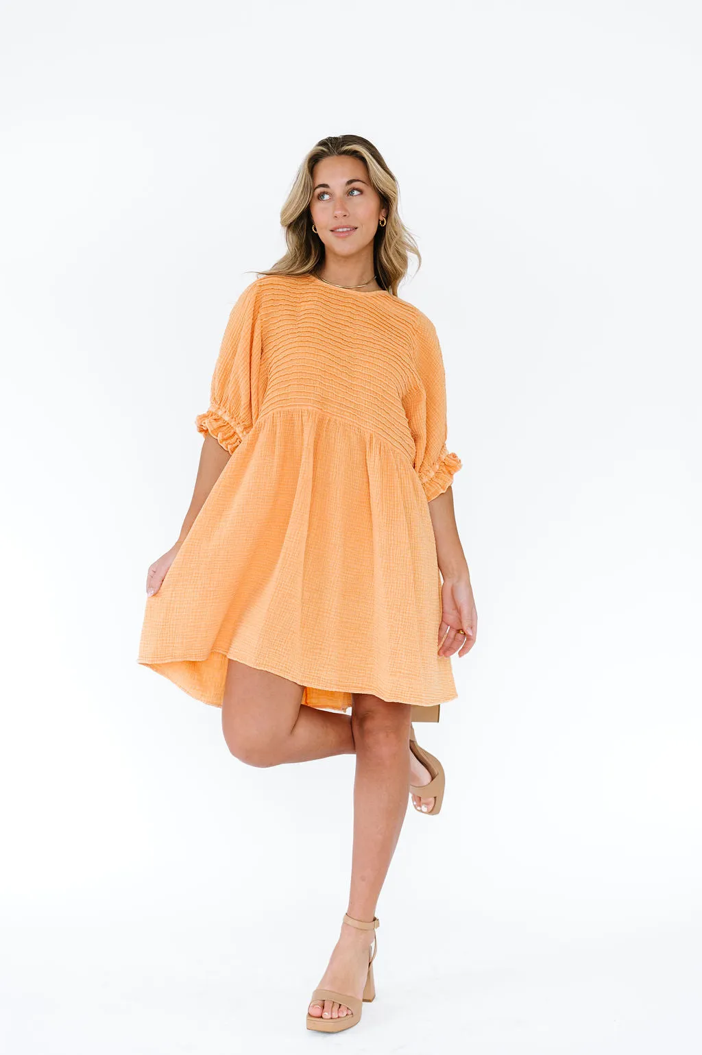 Mandy Dress in Tangerine