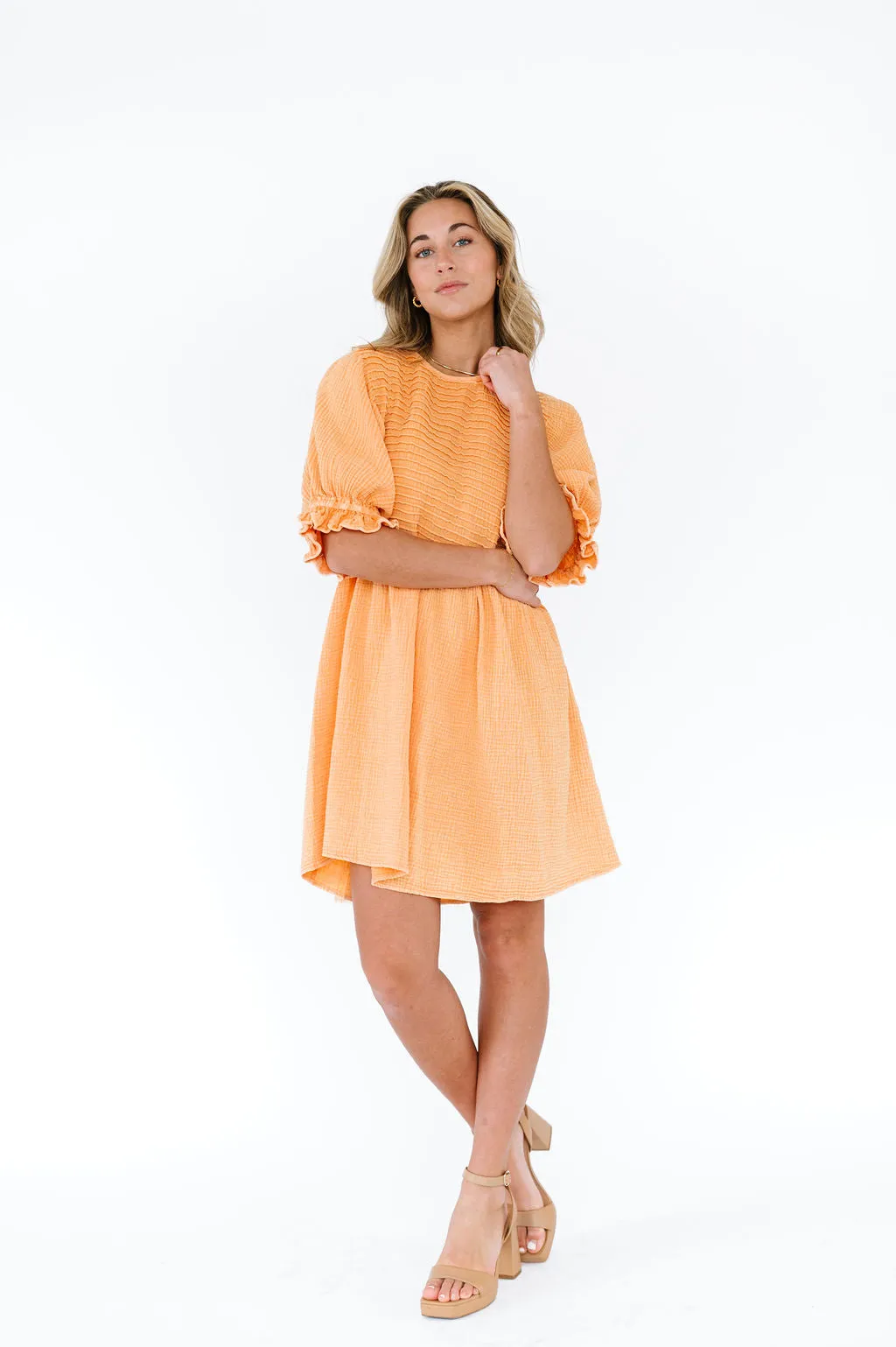 Mandy Dress in Tangerine