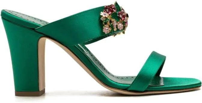 Manolo Blahnik Sayani 90mm satin sandals Green