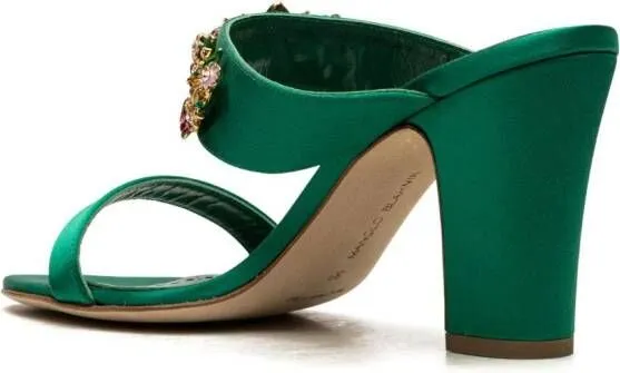 Manolo Blahnik Sayani 90mm satin sandals Green